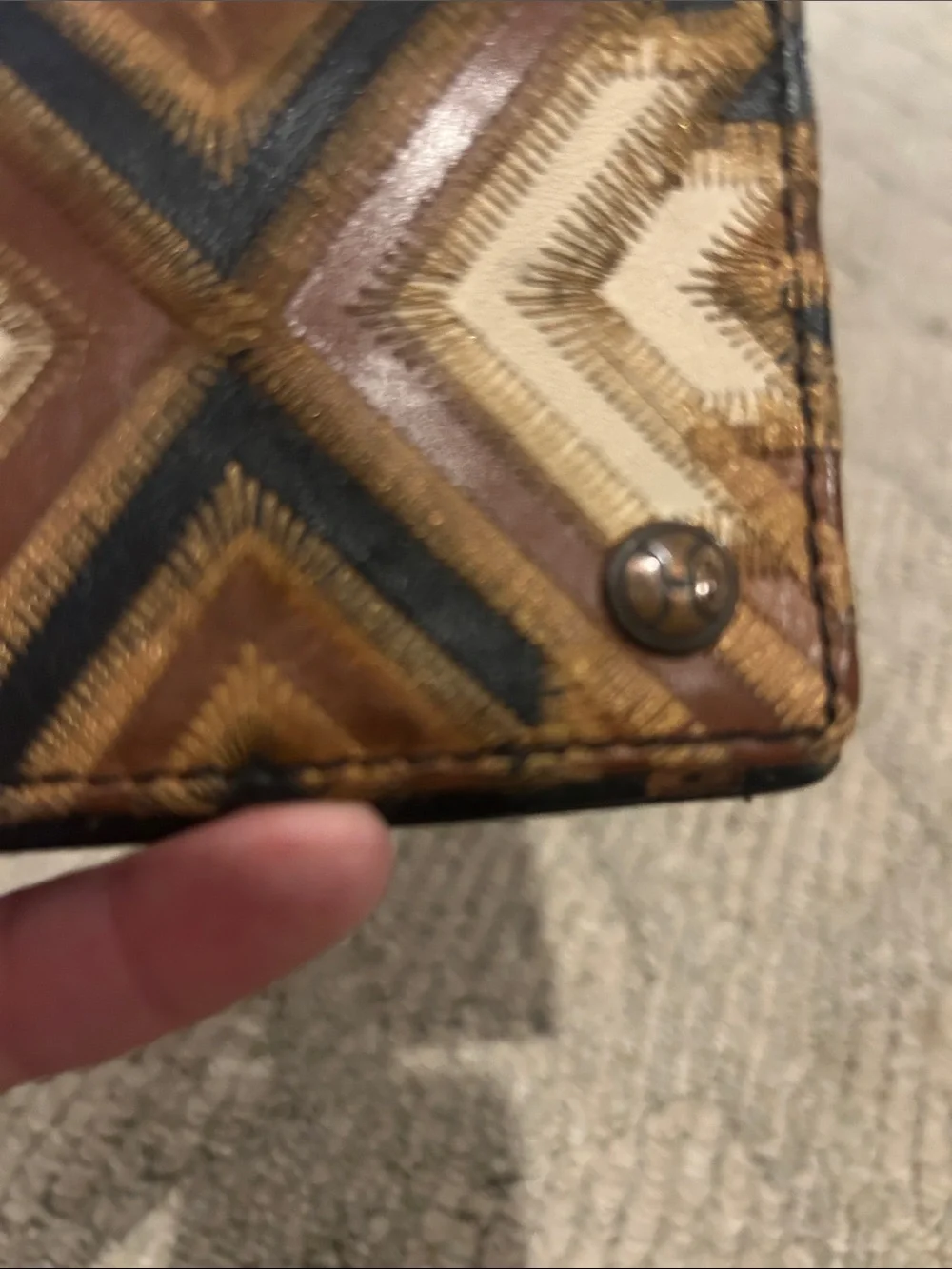 Hooey Tan, Black & Cream Aztec Leather Card Holder